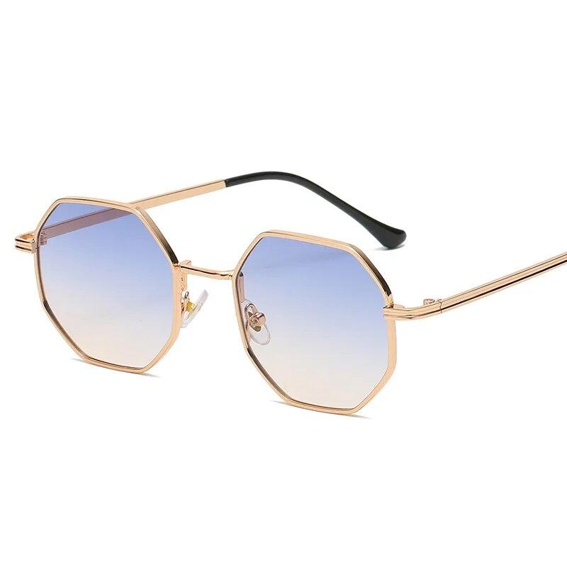 Luxusní čtvercové sluneční brýle Muž Žena Móda Malý rám Polygonové sluneční brýle kovové Vintage Retro Octagon Gafas De Sol
