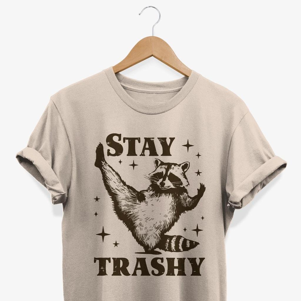 Stay Trashy Raccoon Graphic T-Shirt | Retro Forest Animal Tee
