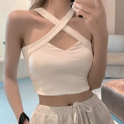 Summer Halterneck Tops Women's Off-the-shoulder Sexy Sleeveless Inner and Outer Wear Internet Celebrity Beautiful Backs, Short Camisoles Tide
