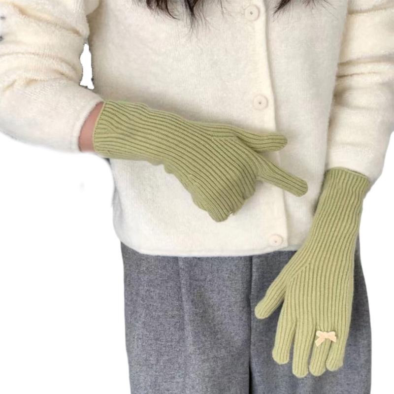 1pair Long Butterfly Knitted Gloves Warm Winter Women Mittens Cold Weather Gloves for Women and Girls