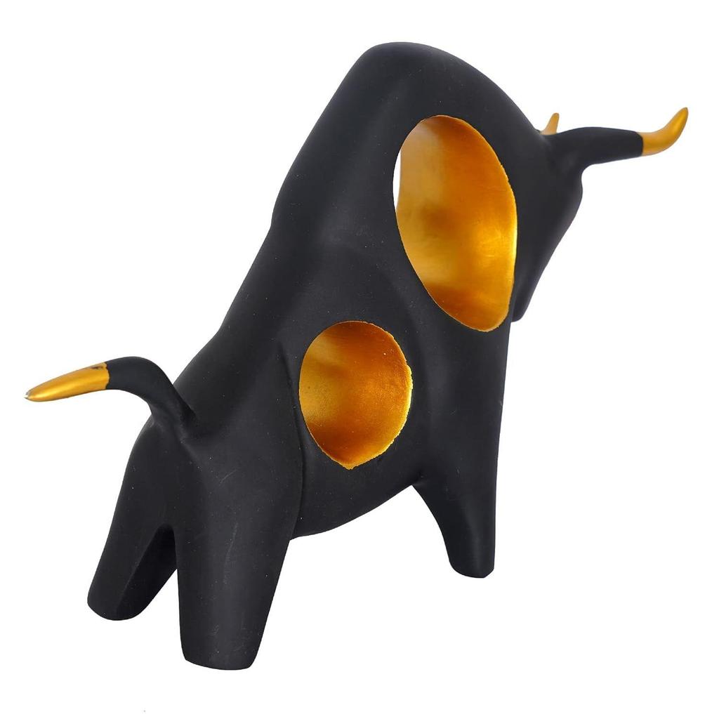 Figurka Býka v Angularním Tvaru Býčí Exponát pro Domácí Dekoraci Exponát, Zvířecí Figurky na Domácí Police Dekorativní Předmět (Vícebarevné)