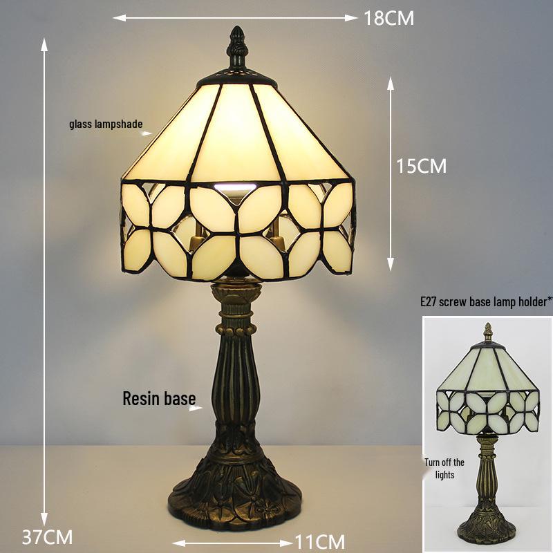 

Винтажная настольная лампа Тиффани из витражного стекла для прикроватной тумбочки или кафе