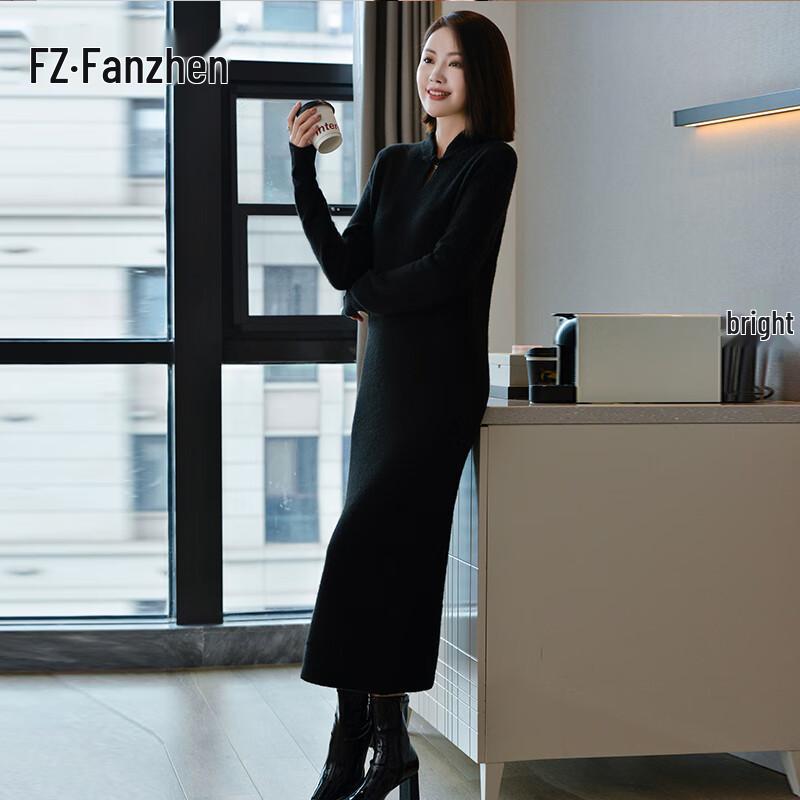 

Женское платье из 100% шерсти в новом китайском стиле, вязаное 2XL