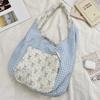 5591 Floral Plaid Tether Bow Shoulder Bag Spring and Summer Leisure Travel Large Capacity Tote Bag