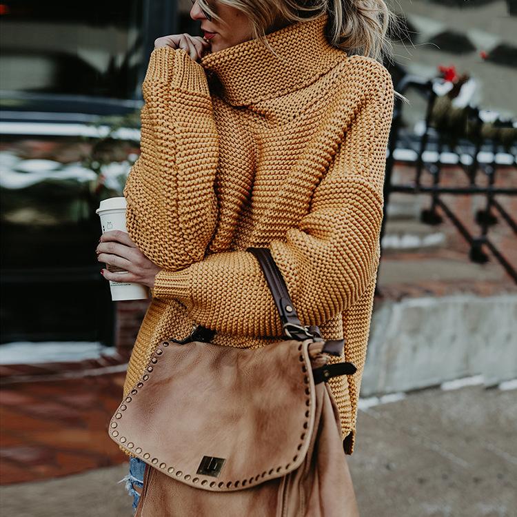 Autumn and Winter New Knitwear New Thick Line Long-sleeved Turtleneck Pullover Keep Warm Women s S жёлтый