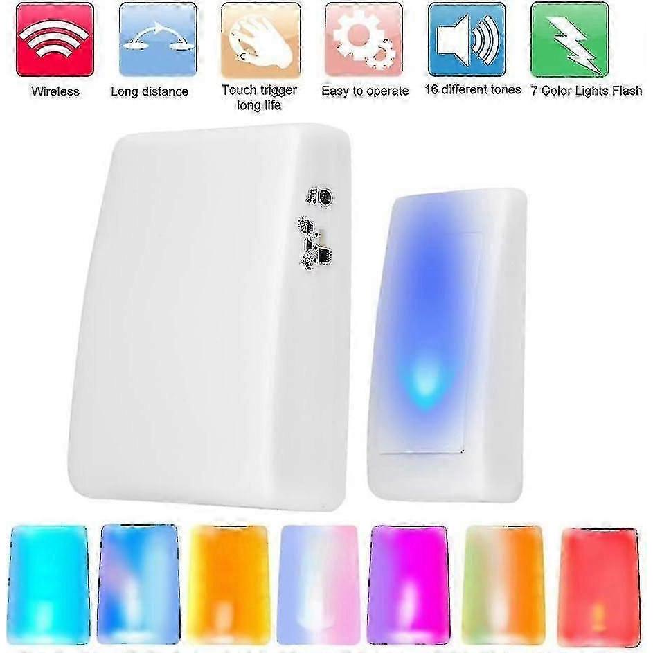 Wireless Doorbell for Deaf/Hard of Hearing Elderly with 7 Color Flashing Lights, 3 Modes & 16 Adjustable Volume