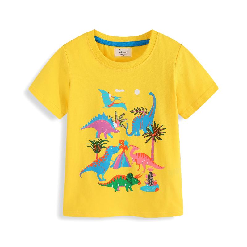 2026 Boys Cartoon Dinosaur Print Short-Sleeve T-Shirt - European and American Style Summer New Arrivals 5T/100-110 CM