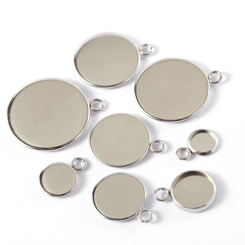 20pcs 6-30mm Gold Color Stainless Steel Cabochon Base Pendant Settings Blank Tray for Cameo Jewerly Making Components DIY