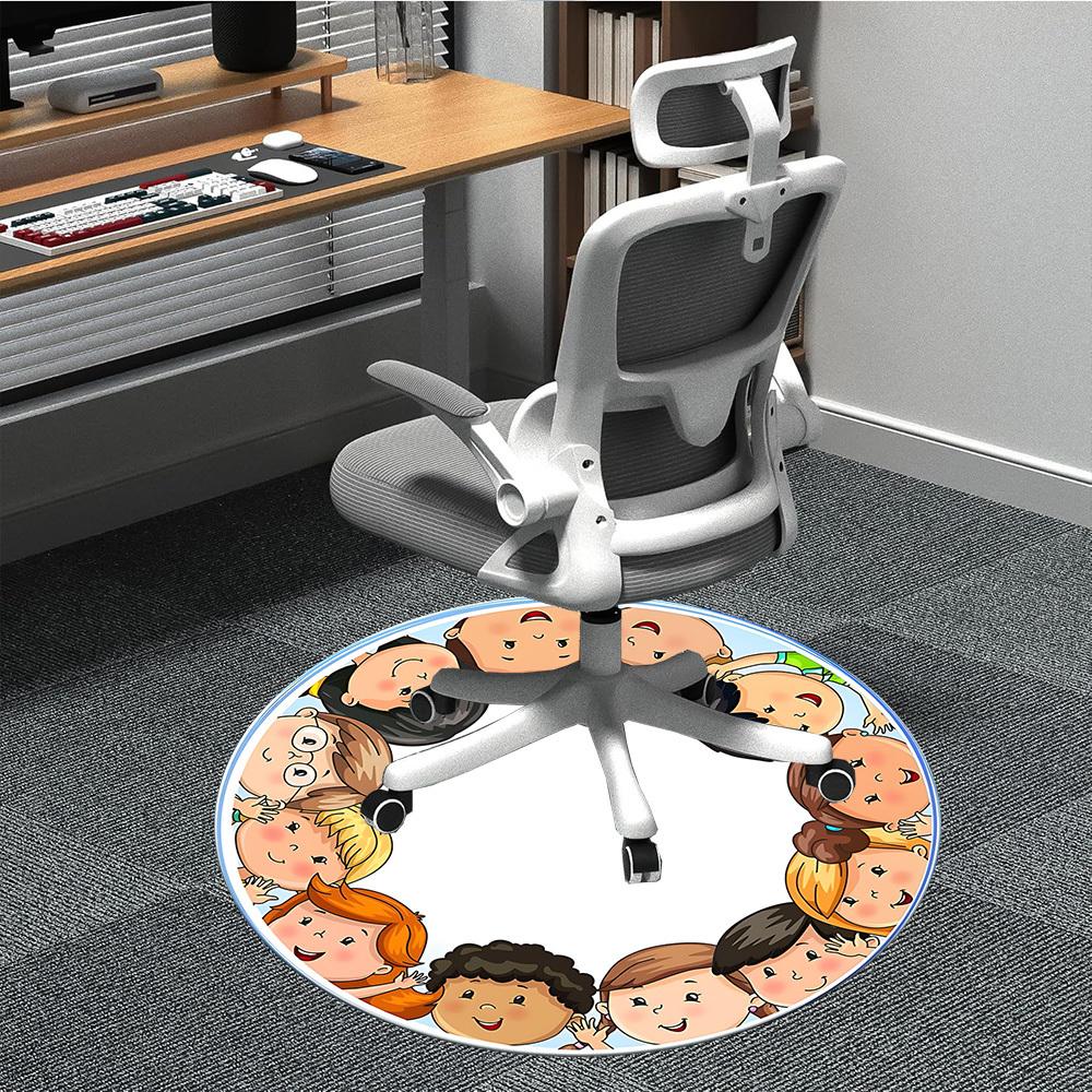 

1pc Round Illustration Chair Carpet for Office, Soft Flannel Throw Mat, Perfect for Office, Christmas, Easter 80cm