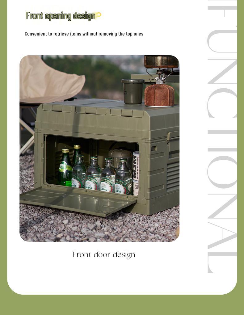 Foldable Wooden Lid Camping Storage Box & Extendable Picnic Table