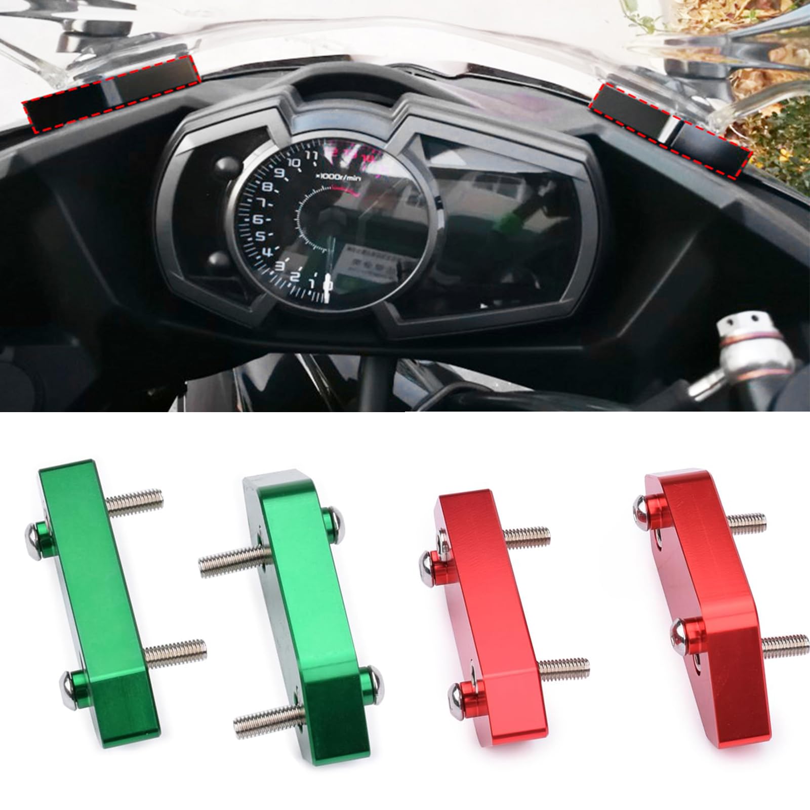 

Motorcycle Screen Risers & Windscreen Risers for Kawasaki Ninja 400 and Ninja 250 (2018-2024) (Red)