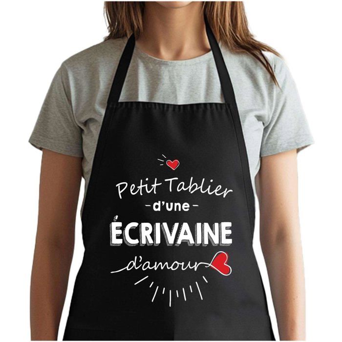 Tablier de cuisine - Planetee - Écrivaine d'amour - Noir - Coton résistant - Impression française