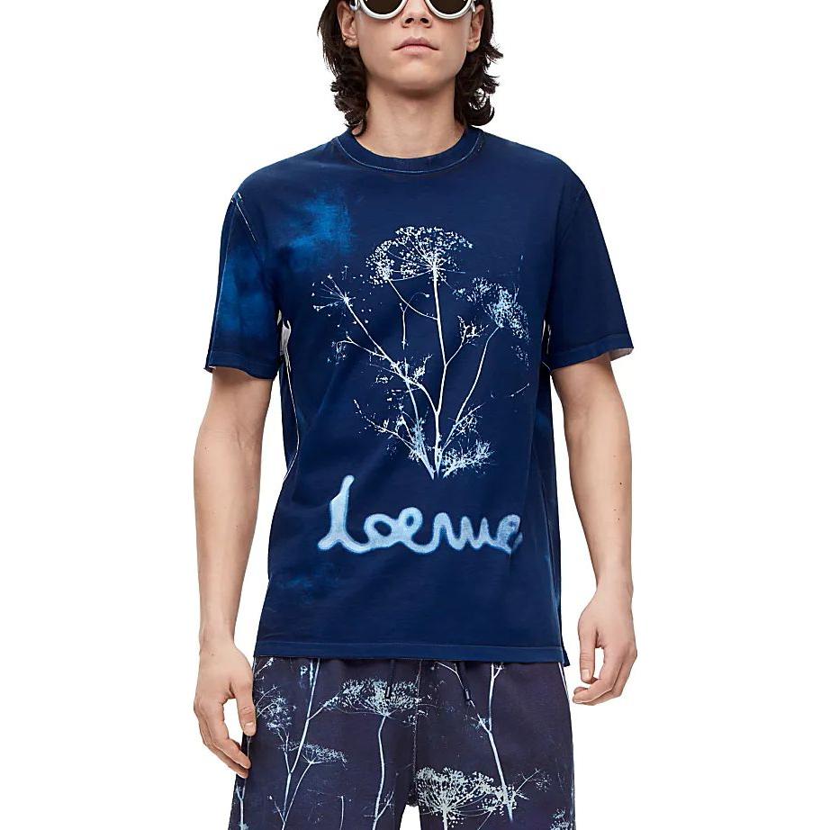 Loewe T-Shirts Men's Blue Crew Neck Moderate Straight Fit H616Y22J10-5102