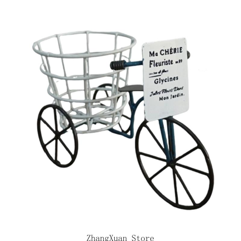 

Metal Flower Pot Holder Stand Container In Bicycles Design With Curved Handles For Gardens Home Balcony Decoration Gift 3XUF синий