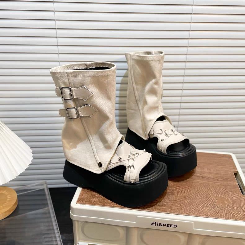 Fashion Platform Flat Sandals Women Slippers Cowboy Summer Boots Wedges Casual Shoes 2025 High Top Designer Open Toe High Heels Shoes