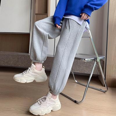 Gray Sweatpants Women's New Summer High Waist Loose Casual Small Nine-point Spring and Autumn Sweatpants
