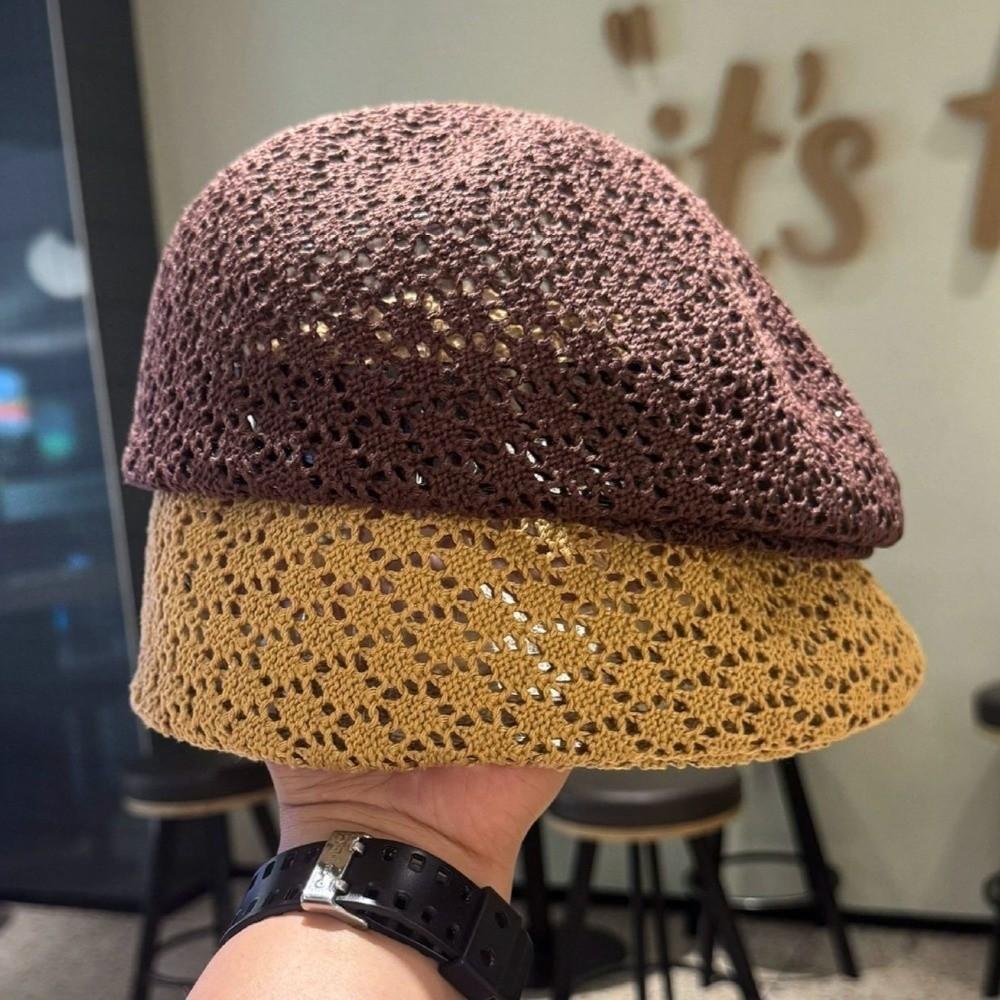 Hollow Out Design Women's Beret Thin Design Artist Hat Fashion Trendy Headwear  For Women