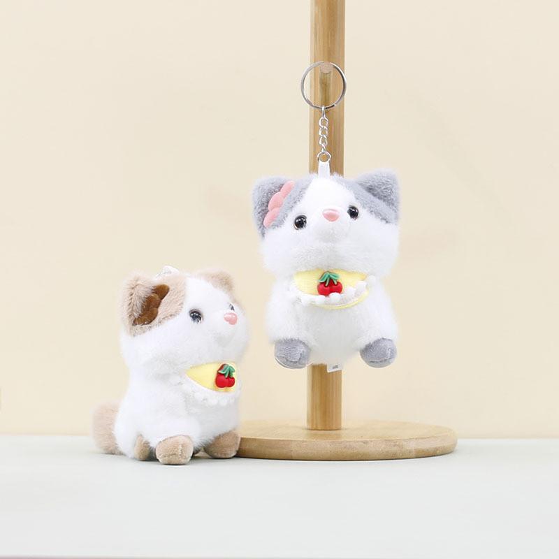 Soft Grey And Khaki Shiba Inu Plush Toy Pendant Cute Dog Keychain For Kids