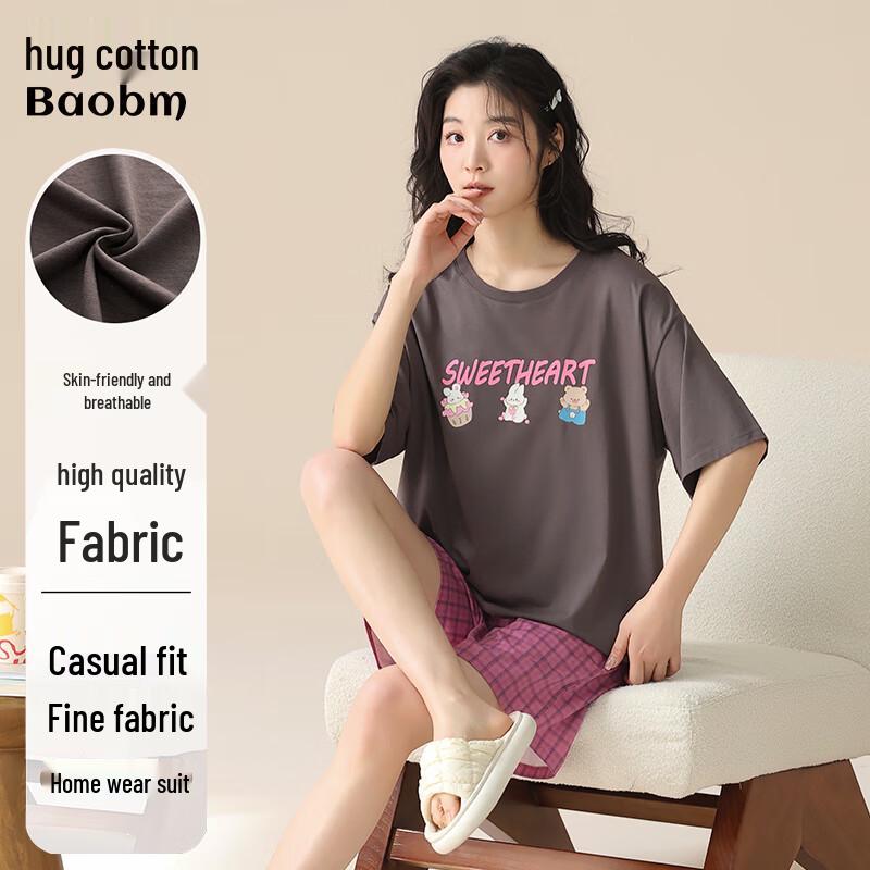 Hug Cotton Women s Short Sleeve Shorts Pajama Set L