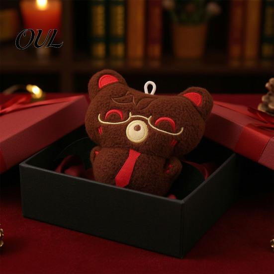 Embroidered Animal Doll Halloween Bear Bat Plush Pendant, Stuffed Devil Backpack Bag Charm, Goth Keyring Pendant Hanging with Bead Chain, Party Favors