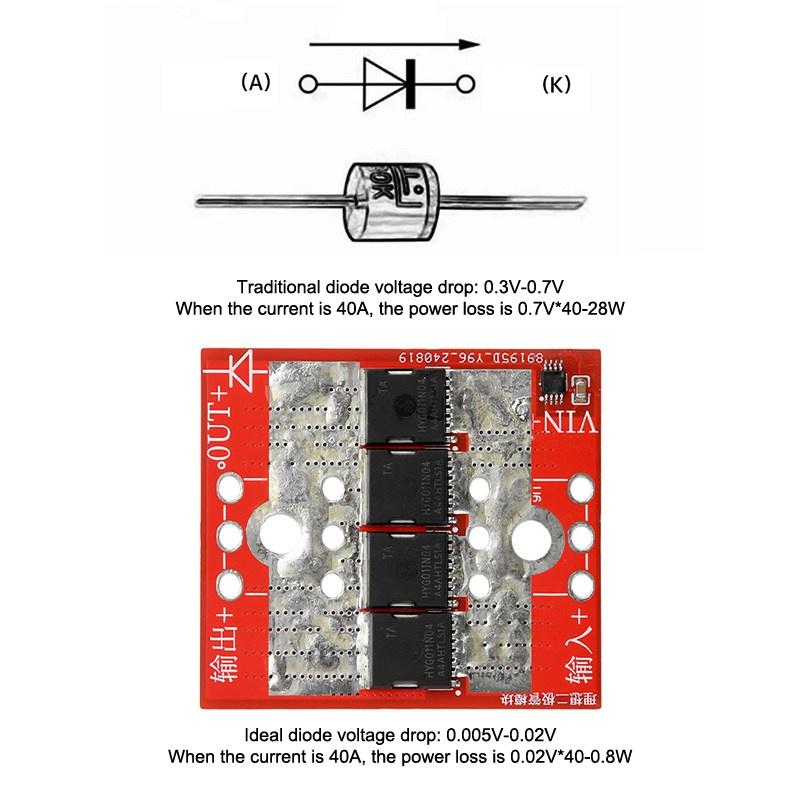100A High Current Ideal Diode Module Charging Backflow Protection Reverse Connection Reverse Current Protection Non-Grounded