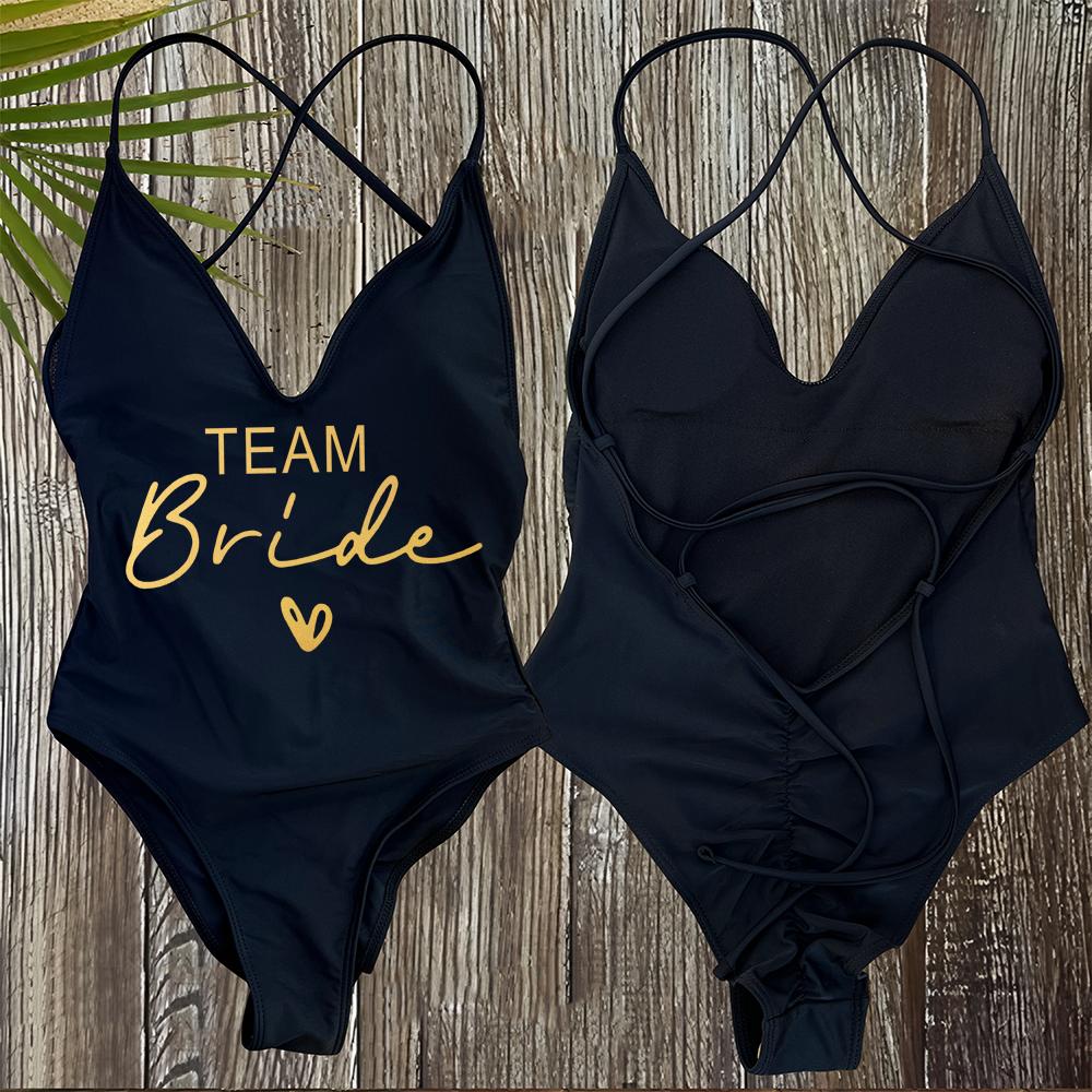 Sexy Padded One Piece Swimsuit Women Team Bride Swimwear Bikini Summer Bathing Suit Plus Size Beachwear Bachelorette Party Lady