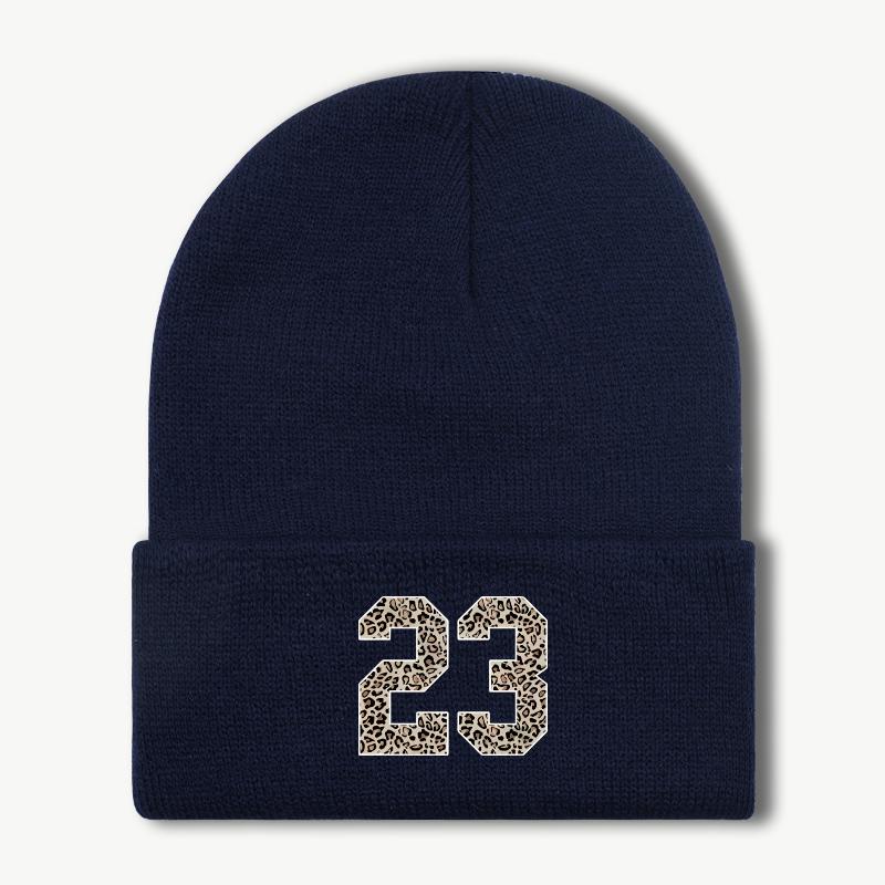 

Leopard Print Digital 23 Knit Beanie Warm Comfortable HighStretch Beanie Sporty Trendy Fashionable Unisex Winter Daily Comm