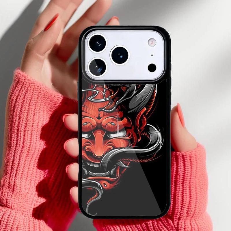 Japanese Hannya Mask Phone Case for iPhone 17 16 15 14 13 Pro Max Back Cover for 12 11 Pro Coque