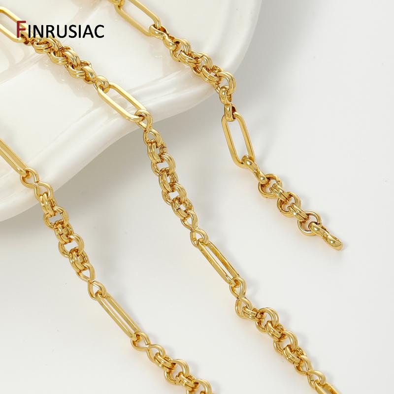 18K Gold Plated Brass 3:1 Figaro Chains For Jewelry Making,Thick Large Heavy Chains For DIY Necklace Bracelet Making Findings