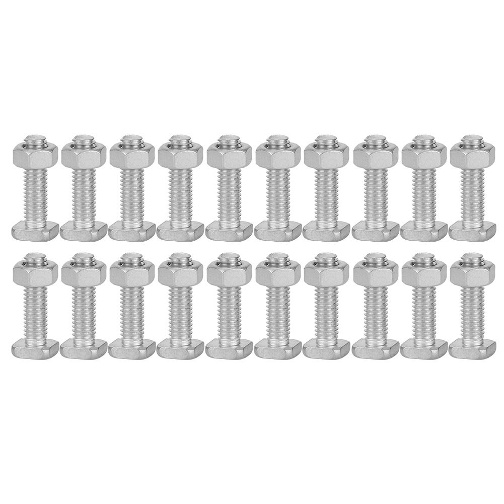 20 Set 22mm M6x22 Bolts and M6 Nut Aluminium Nuts & Bolts Set Tool Accessory for Greenhouse