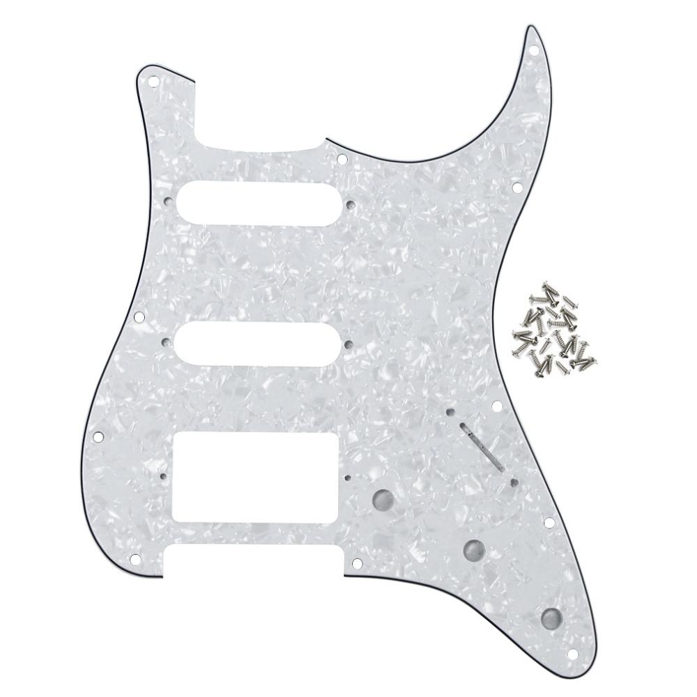 FLEOR 11 Holes HSS Electric Guitar Pickguard SSH Guard Scratch Plate & Screws fit ST Guitar Parts, 8 Colors Option