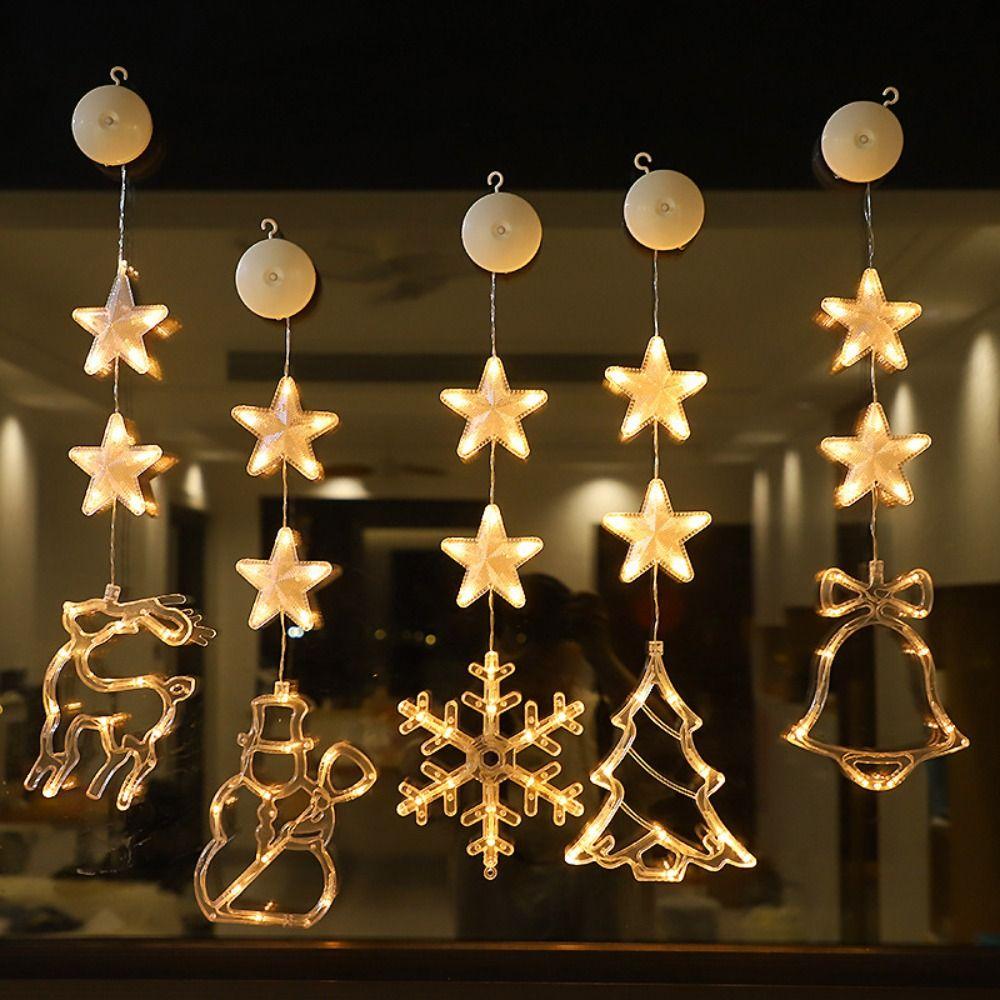 Snow Stars Christmas Tree Pendants House Decorative Suction Cup Lamp Led Christmas Decor  Home