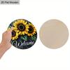 Rustic Wooden Welcome Sign with Sunflowers Pattern - Charming Decorative Plaque  - Ideal for Farmhouse, Front Door Decor - Party Decoration