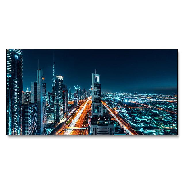 Velký Rozměr Moderní Městská Noční Scéna Plátno Malba Nástěnné Umění Krajina Odraz Plakáty a Tisky pro Obývací Pokoj Domácí Dekorace Bez Rámu