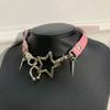 Punk Five-pointed Chokers Necklace Trendy Rivet Metal Star Chains for Women Retro Rock Hip Hop Charm Gothic Party Jewelry Gift