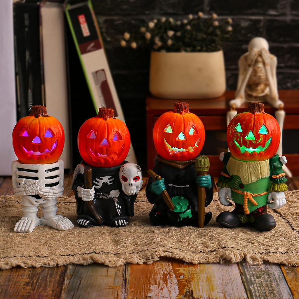 Led Lights Halloween Pumpkin Knight Tabletop Decoration Luminous Light Night