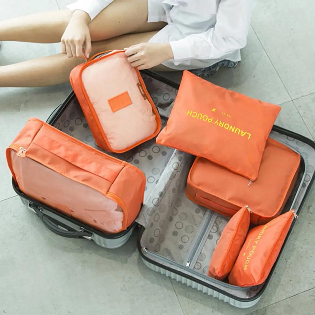 6 Pieces Travel Storage Bag Large Capacity Luggage Clothes Sorting Organizer Set Suitcase Pouch Case Shoes Packing Cube Bag