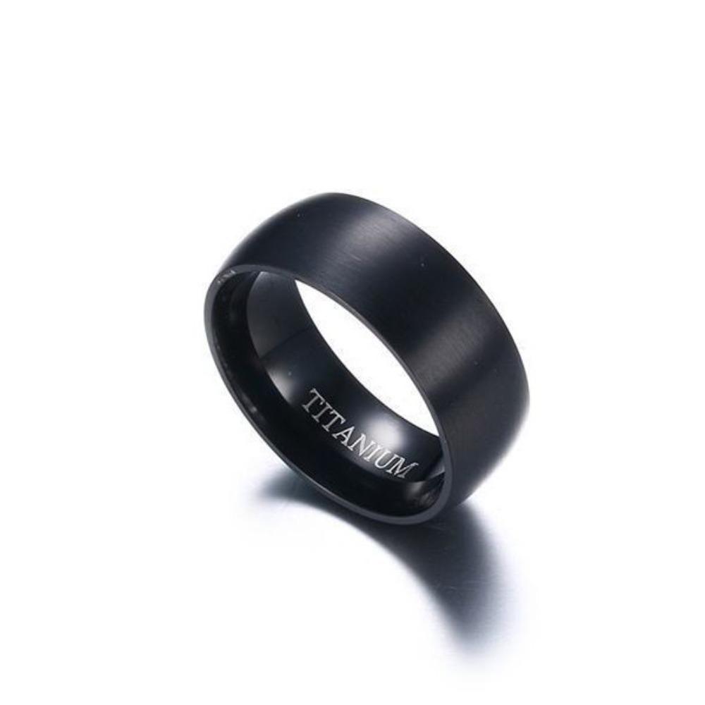 Mens Black Titanium Ring Stylish European American Fashion Jewelry for Men Trendy Accessories