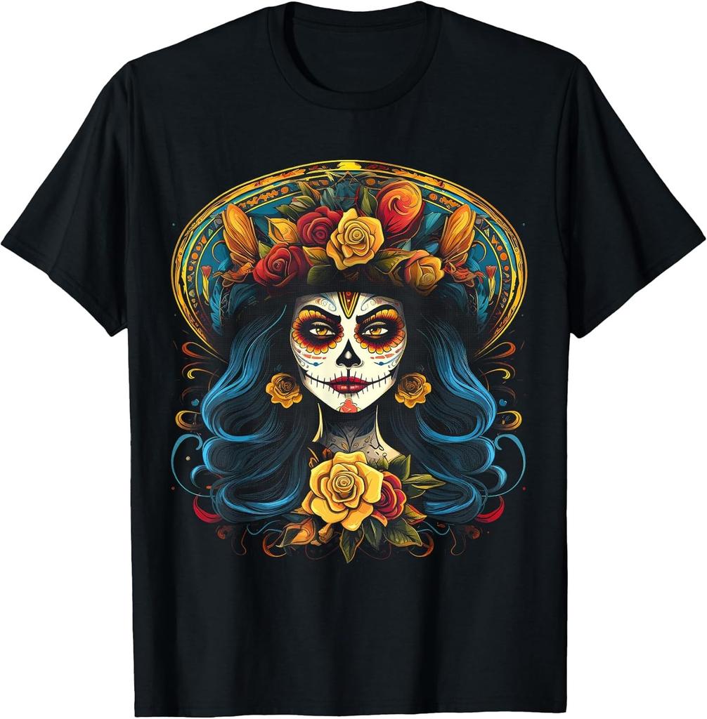 NEW LIMITED! De Los Muertos La Catrina Day of the Dead Sugar Tee - MADE IN USA