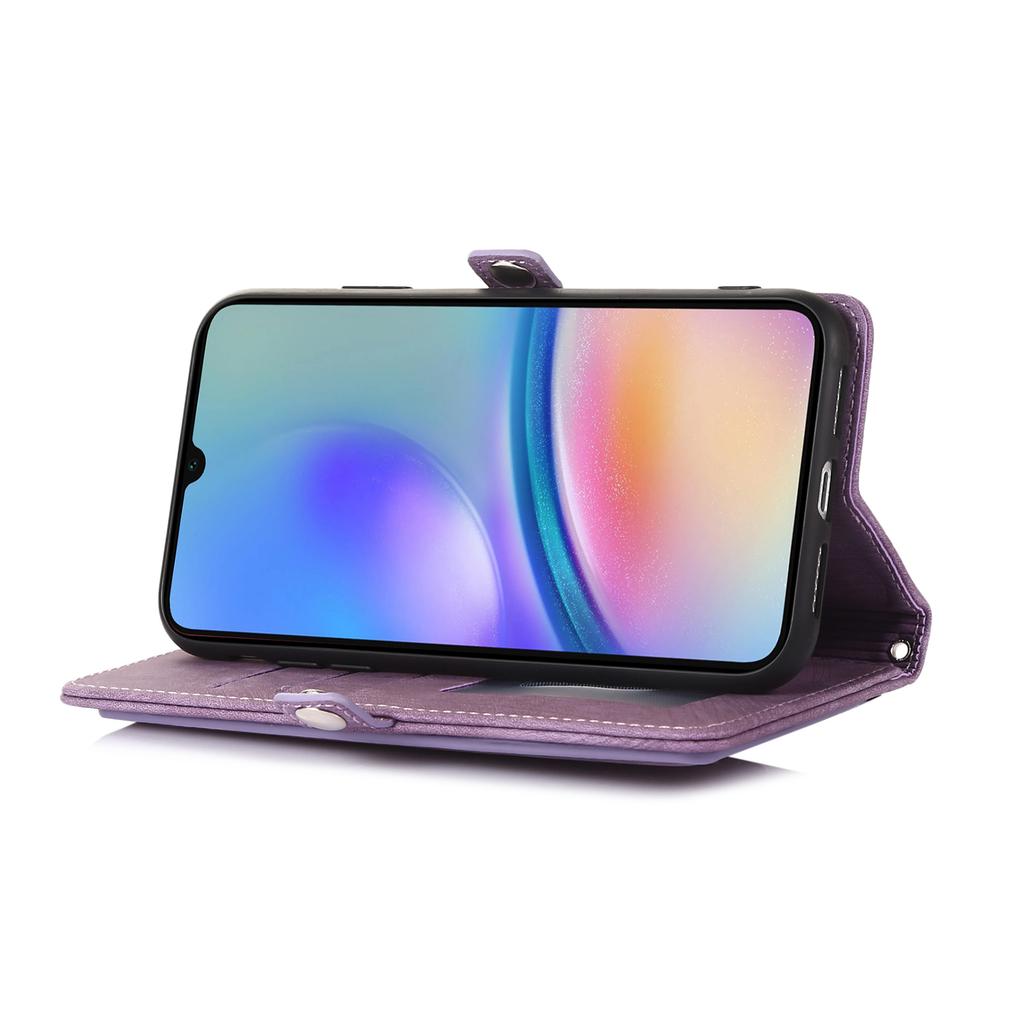 For Samsung Galaxy A06 4G/5G Case Zipper Pocket 9 Card Slots PU Leather Phone Cover with Wrist Strap