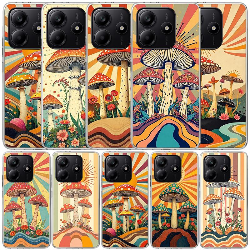 Boho Hippy Mushroom Sunrise Soft Cover for Xiaomi Redmi Note 15 14 13 12 Pro Plus Phone Case 14S 11S 11T 11E 10S 10 4G Pattern S