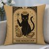Art Tarot Card Cat Cushion Cover Cushion Covers Natural Linen Breathable Sofa Bedroom Decor Pillowcase