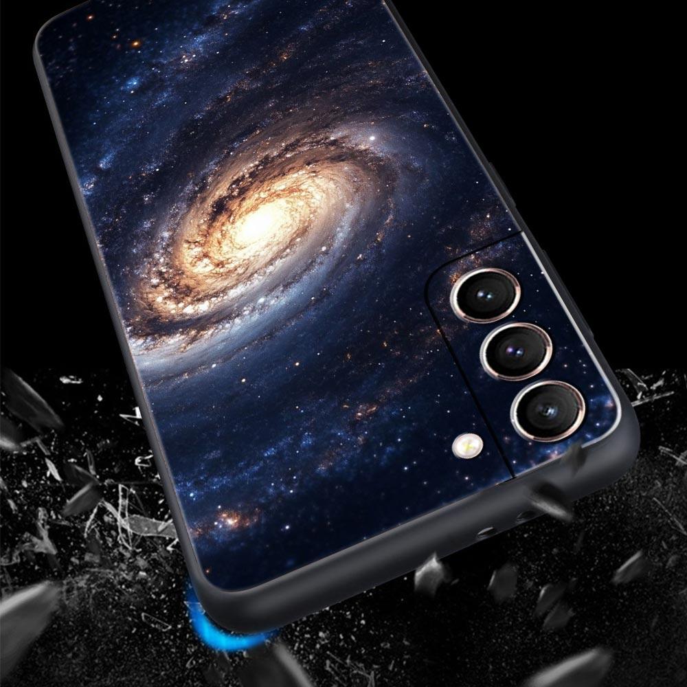 Moon Galaxy Universe Phone Case For Samsung Galaxy S26 Ultra S25 Plus S24 FE S23 S22 5G S21 S20 Cover Black Soft