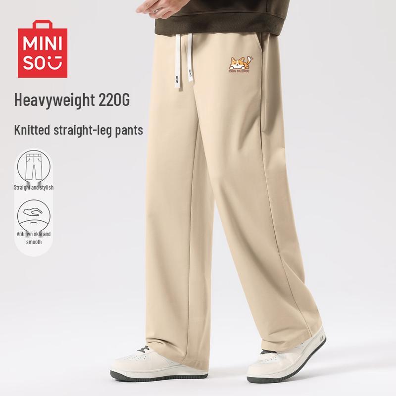 MINISO Men s Casual Knitted Straight-Leg Sweatpants M