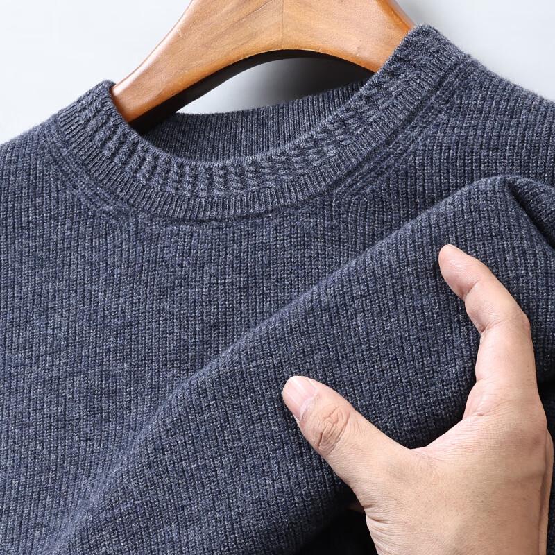 Hengyuanxiang Men's 100% Pure Wool Round Neck Sweater