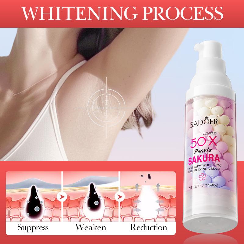Sakura Collagen Underarm Whitening Brighten Cream,Moisturize, Smooth and Delicate Light Beige, Improve Dryness and Dark Yellow of Underarm Light Beige