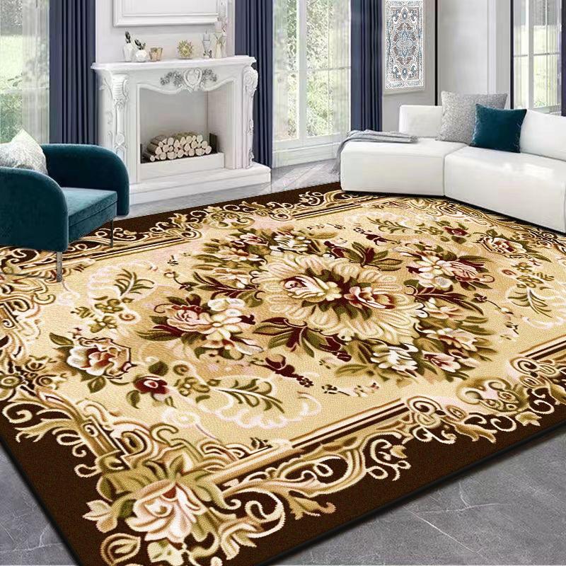 European Style Golden Large Living Room Carpets Luxury Decoration Washable Plush Bedroom Rug Lounge Tatami Non-slip Floor Mat