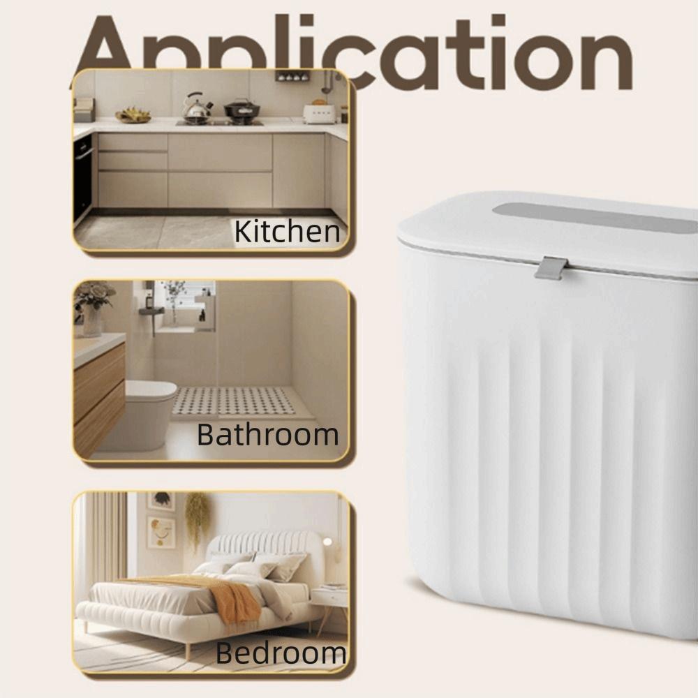 No-Hole Wall Hanging Rubbish Bin 7/11L Kitchen Storage Box Compact Bathroom Trash Can Kitchen