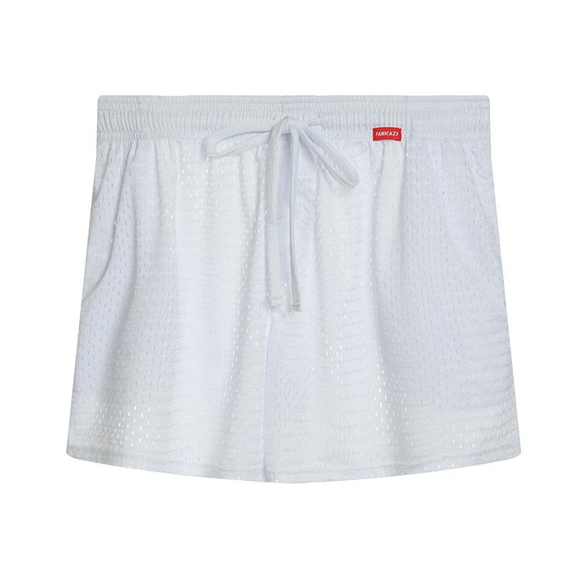 Shorts pour Hommes Couleur Unie Cravate Maille Fine Respirant Lâche Extensible Grande Taille Mode Sportive Boxers XL blanc