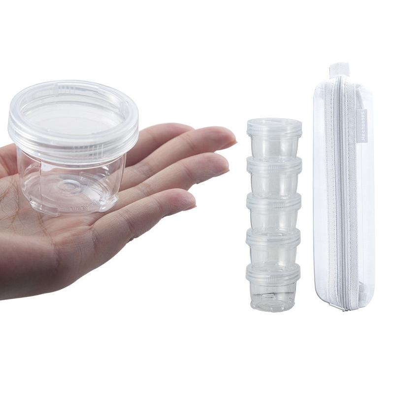 Camping Spice Kit Portable Travel Spice Container Bag With 5 Clear Seasoning Bottles Travel Spice Holder Condiment Container Set